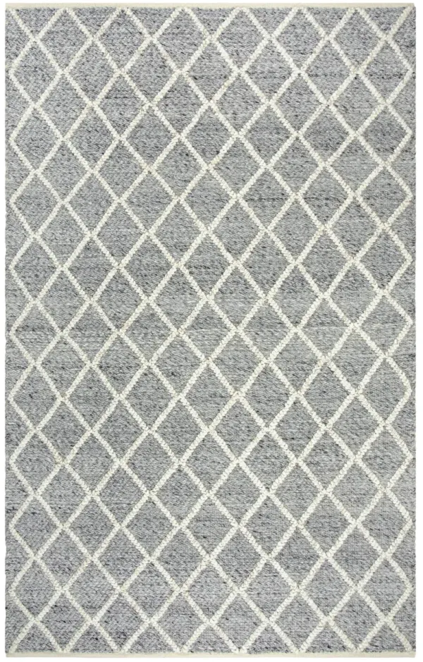Ewe Complete me Gray Diamond/Woven Wool/Polyester 5' x 8' Rectangle Rug