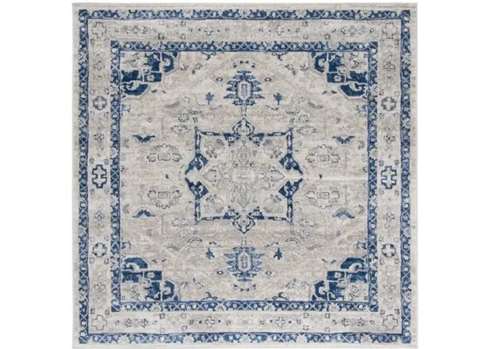 Brentwood 852 Beige / Blue 6'-7" X 6'-7" Square Square Powerloomed Rug