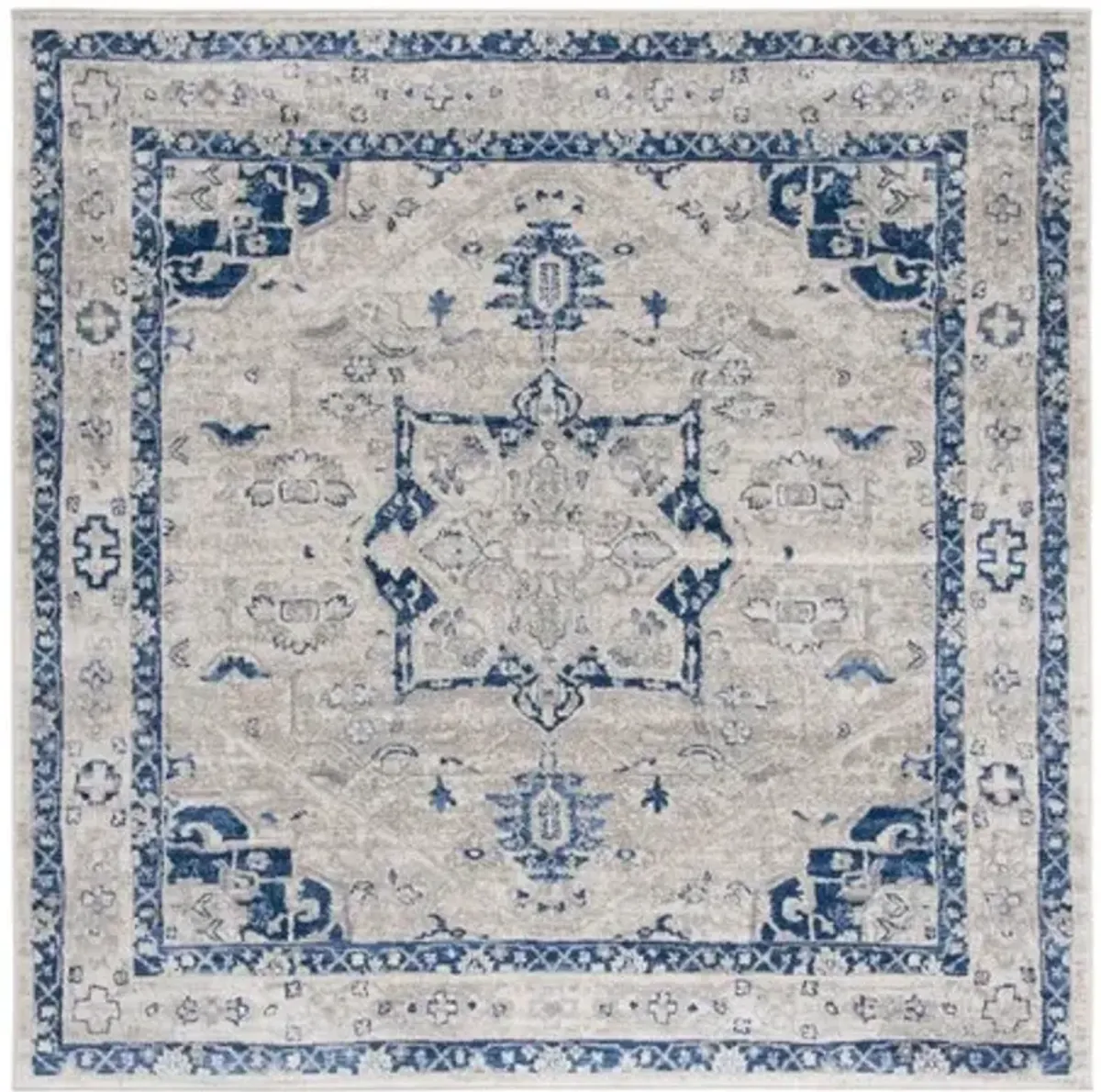 Brentwood 852 Beige / Blue 6'-7" X 6'-7" Square Square Powerloomed Rug