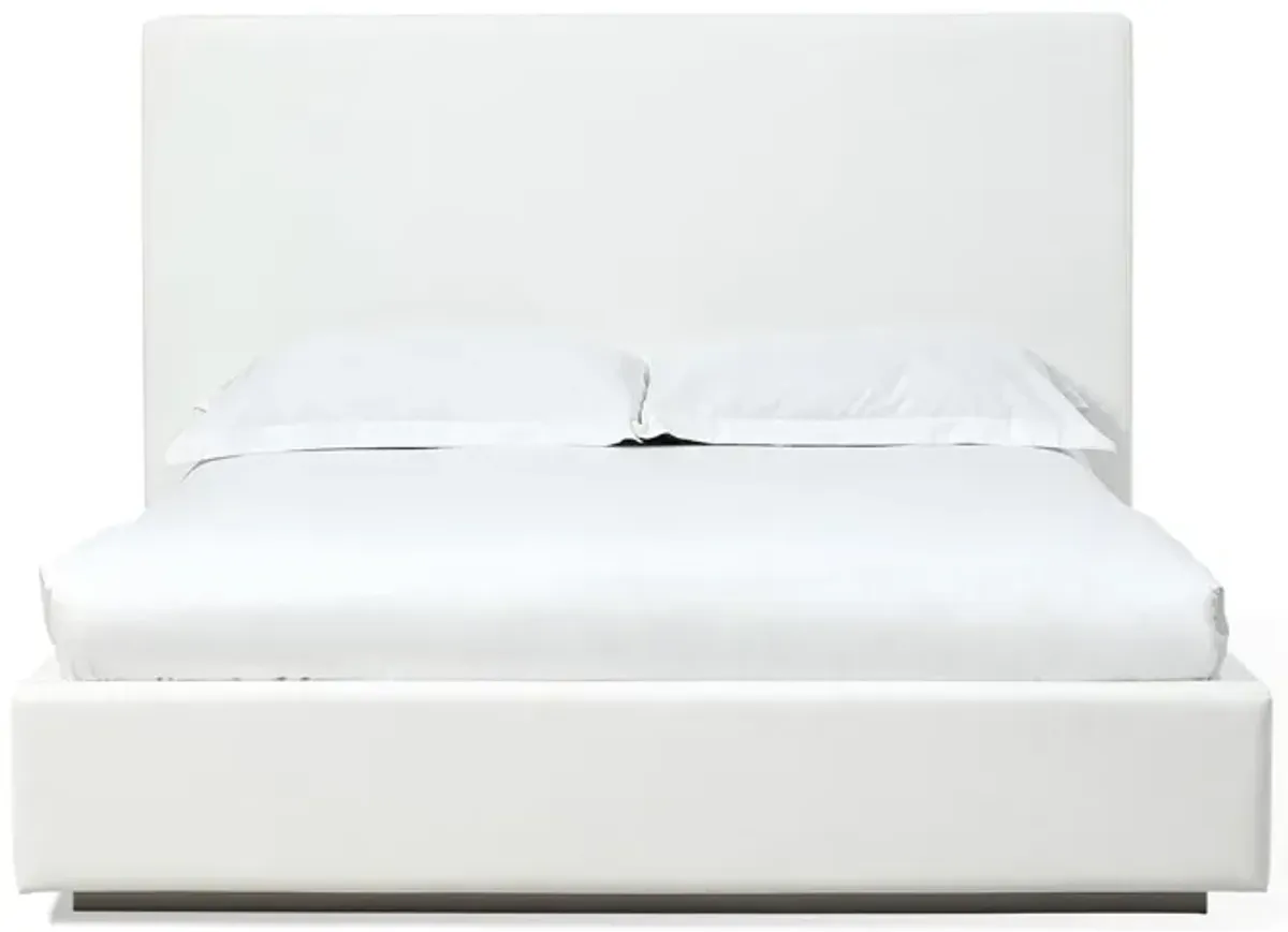 One Upholstered Full-size Platform Bed in Pearl