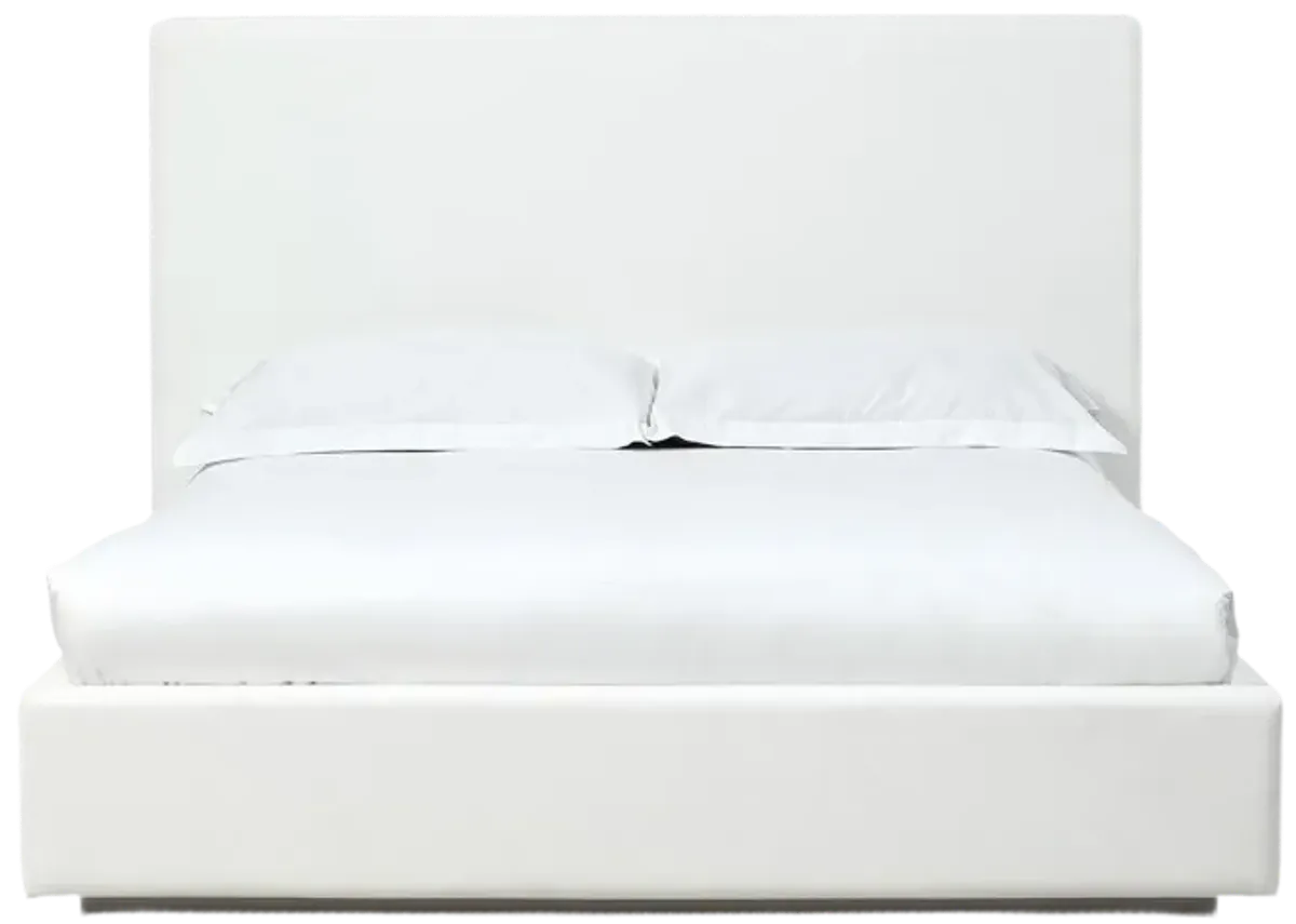 One Upholstered Full-size Platform Bed in Pearl