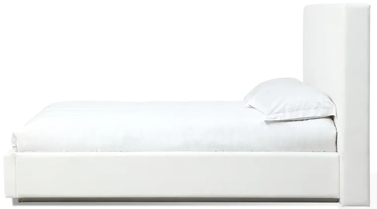 One Upholstered Full-size Platform Bed in Pearl