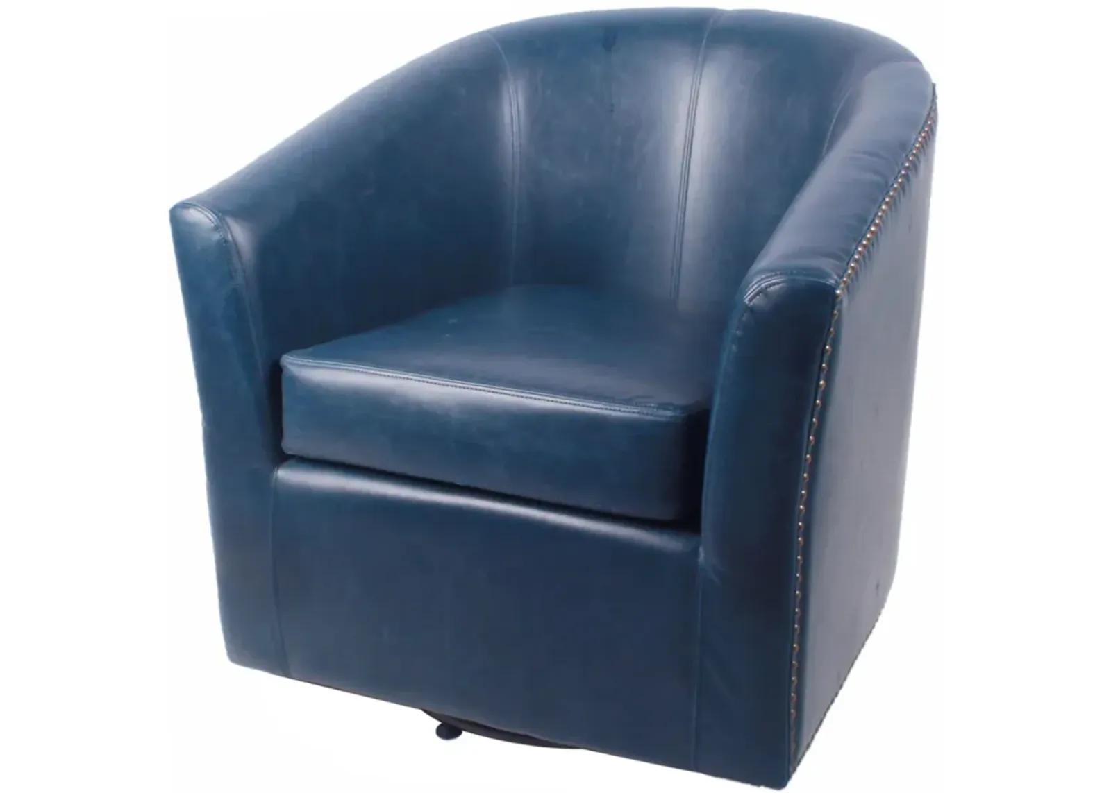 ernest bonded leather swivel accent arm chair, vintage blue