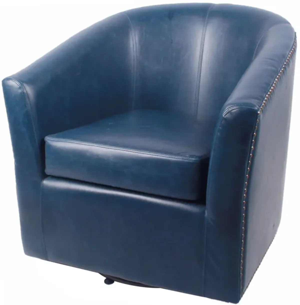 ernest bonded leather swivel accent arm chair, vintage blue