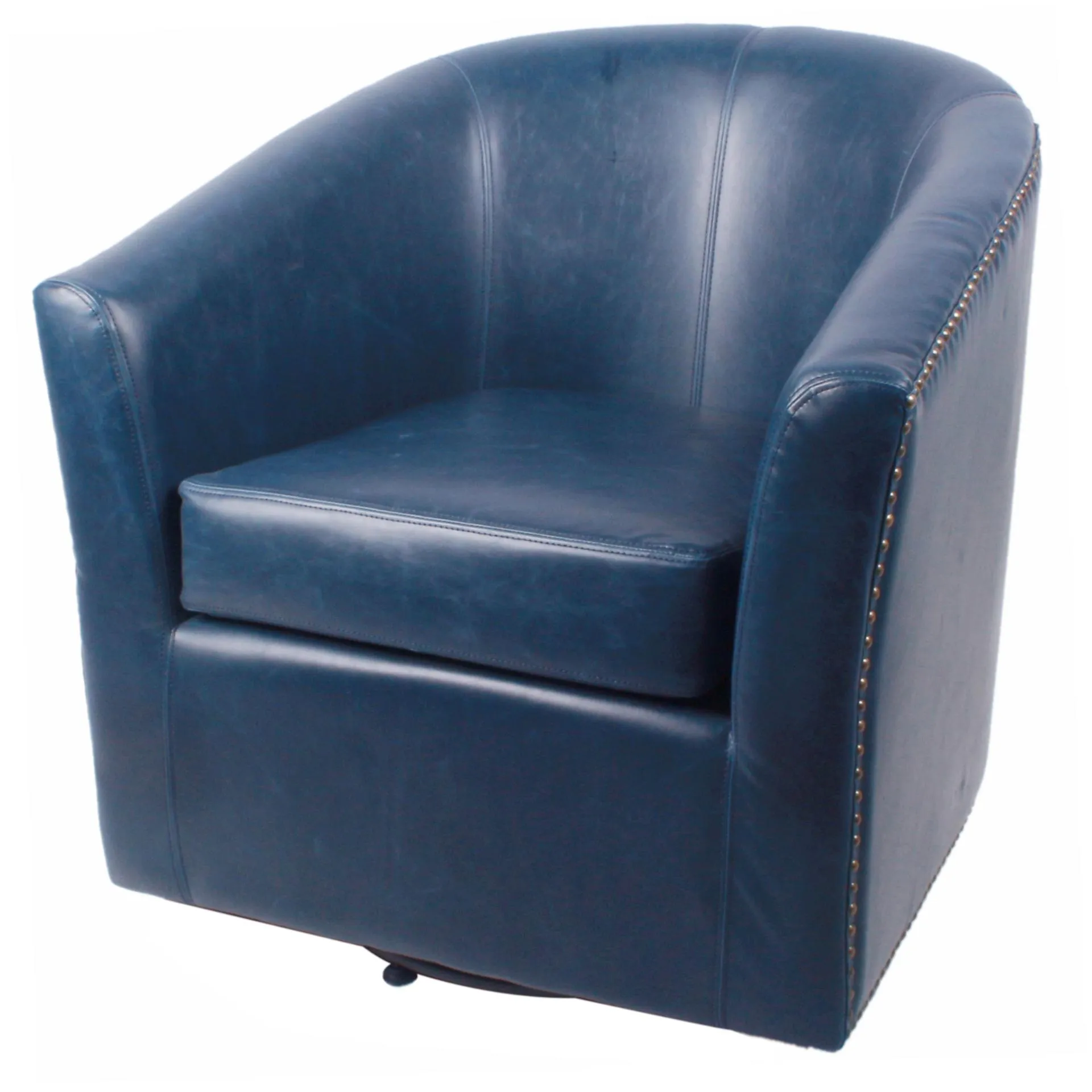 ernest bonded leather swivel accent arm chair, vintage blue