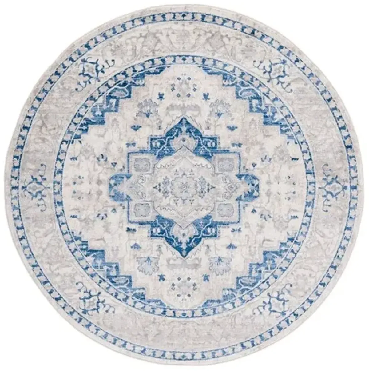 Brentwood 851 Ivory / Blue 6'-7" X 6'-7" Round Round Powerloomed Rug