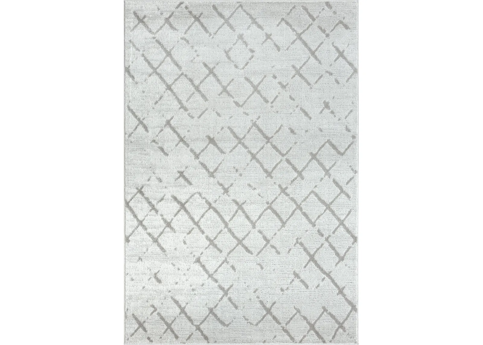 Cool Cream/Gray Geometric Modern/Contemporary Synthetic Area Rug 5' x 7'