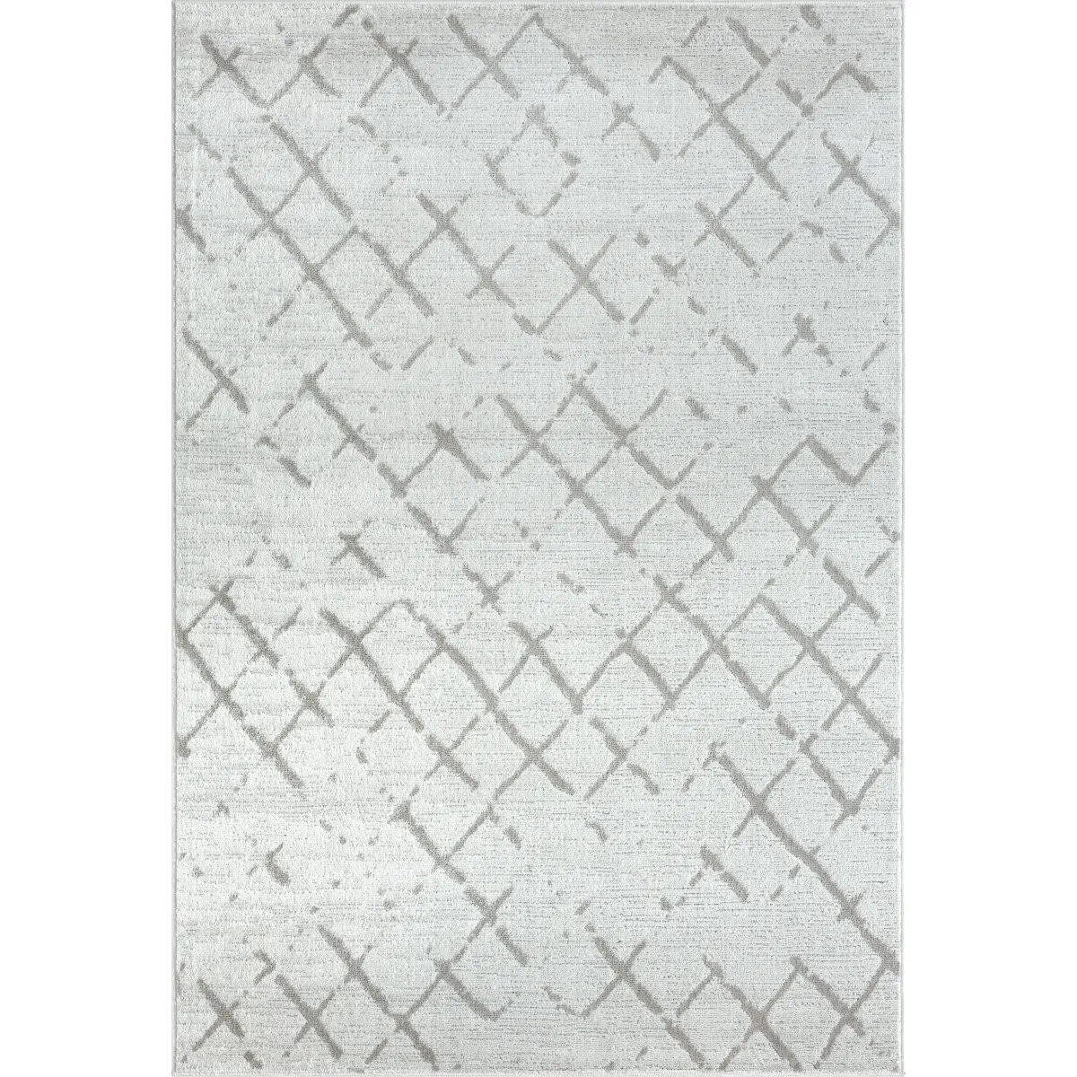 Cool Cream/Gray Geometric Modern/Contemporary Synthetic Area Rug 5' x 7'