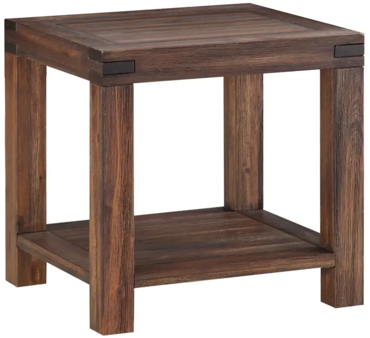 Meadow Solid Wood Rectangular Side Table in Brick Brown