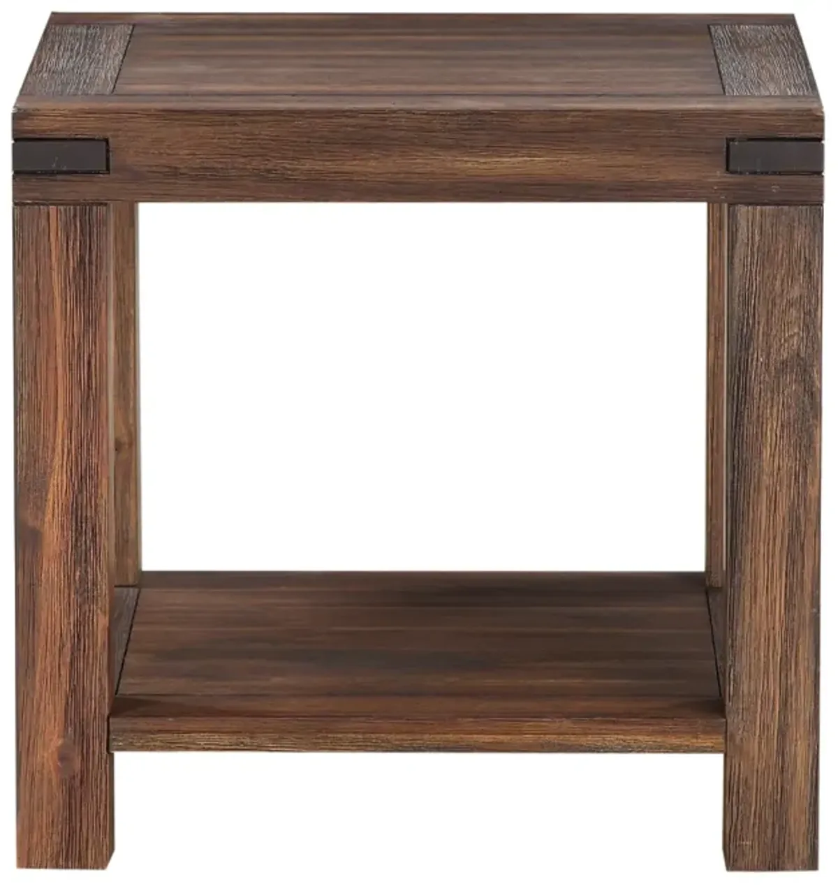 Meadow Solid Wood Rectangular Side Table in Brick Brown