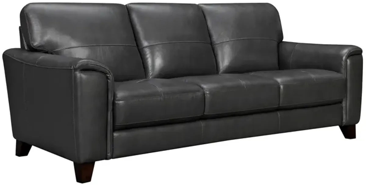 Bergen 87" Pewter Genuine Leather Square Arm Sofa