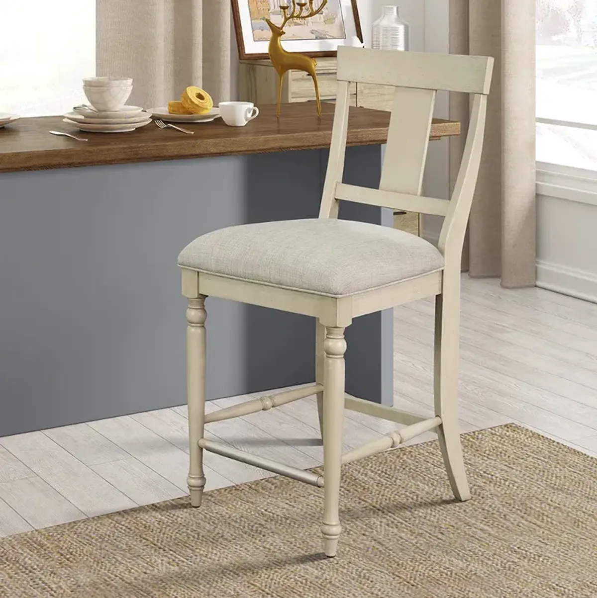 Martha Stewart Fiona Light Grey Counter stool