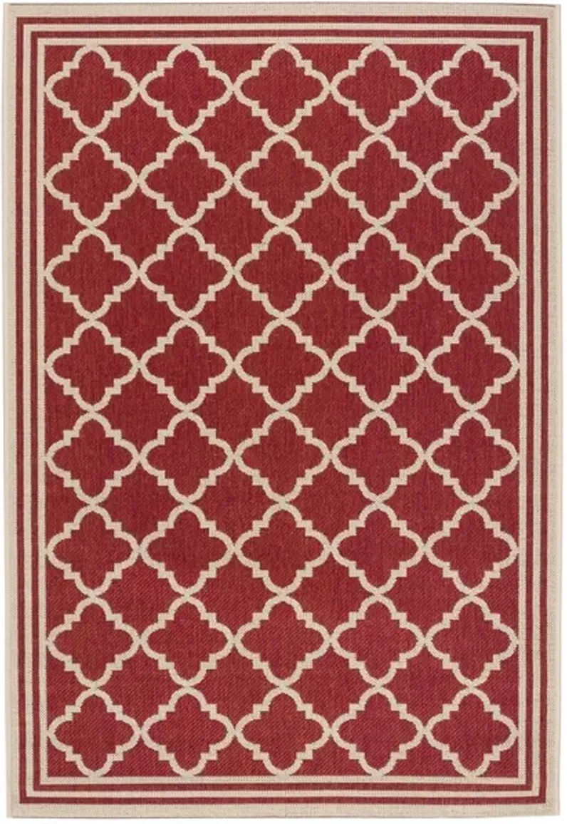 Safavieh BEACH HOUSE Collection BHS121Q-6 Red / Creme 6'-7" X 9'-2"