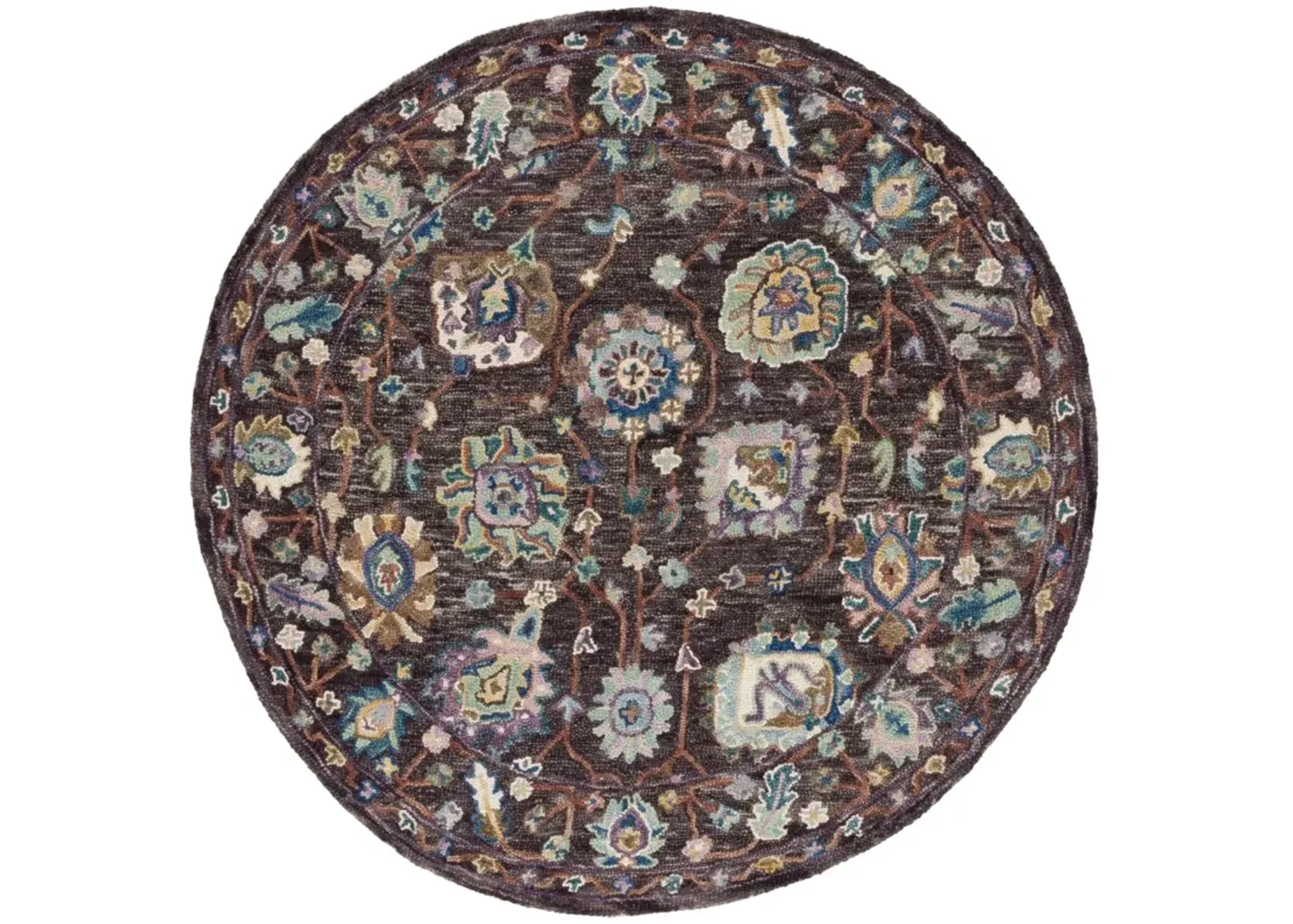 BLOSSOM 469 CHARCOAL  6' x 6' Round Round Rug