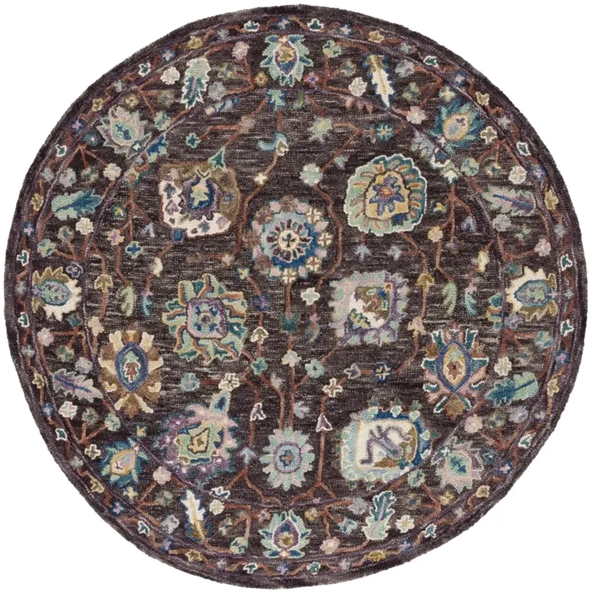 BLOSSOM 469 CHARCOAL  6' x 6' Round Round Rug