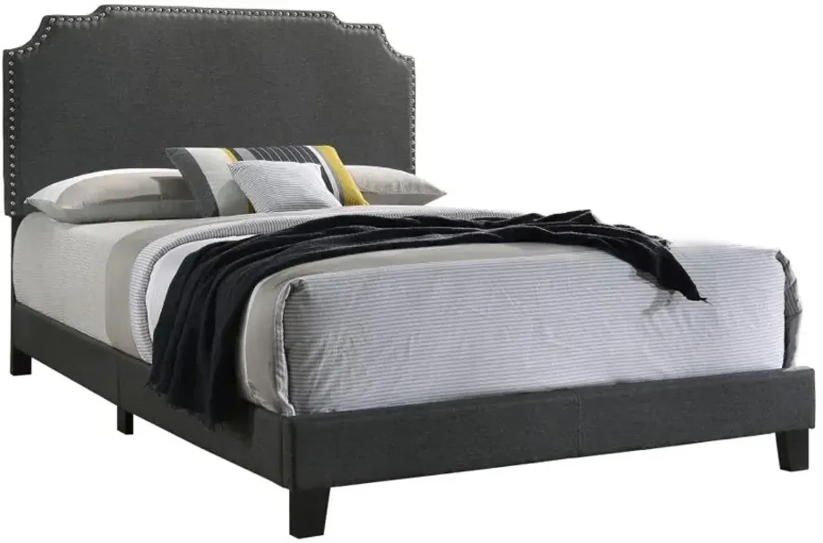 Tamarac Upholstered Nailhead Eastern King Bed Grey