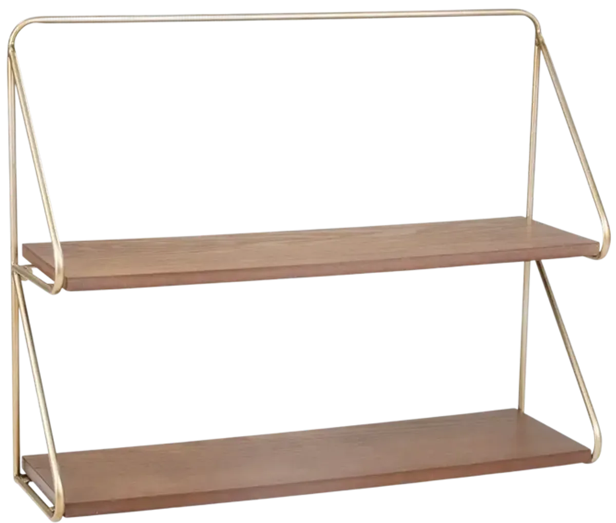 Metal/wood 20" 2 Tier Wall Shelf, Gold