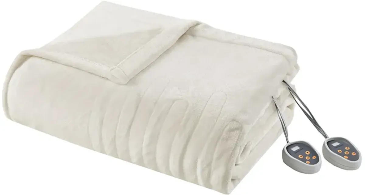 Beautyrest Heated Plush Ivory Blanket