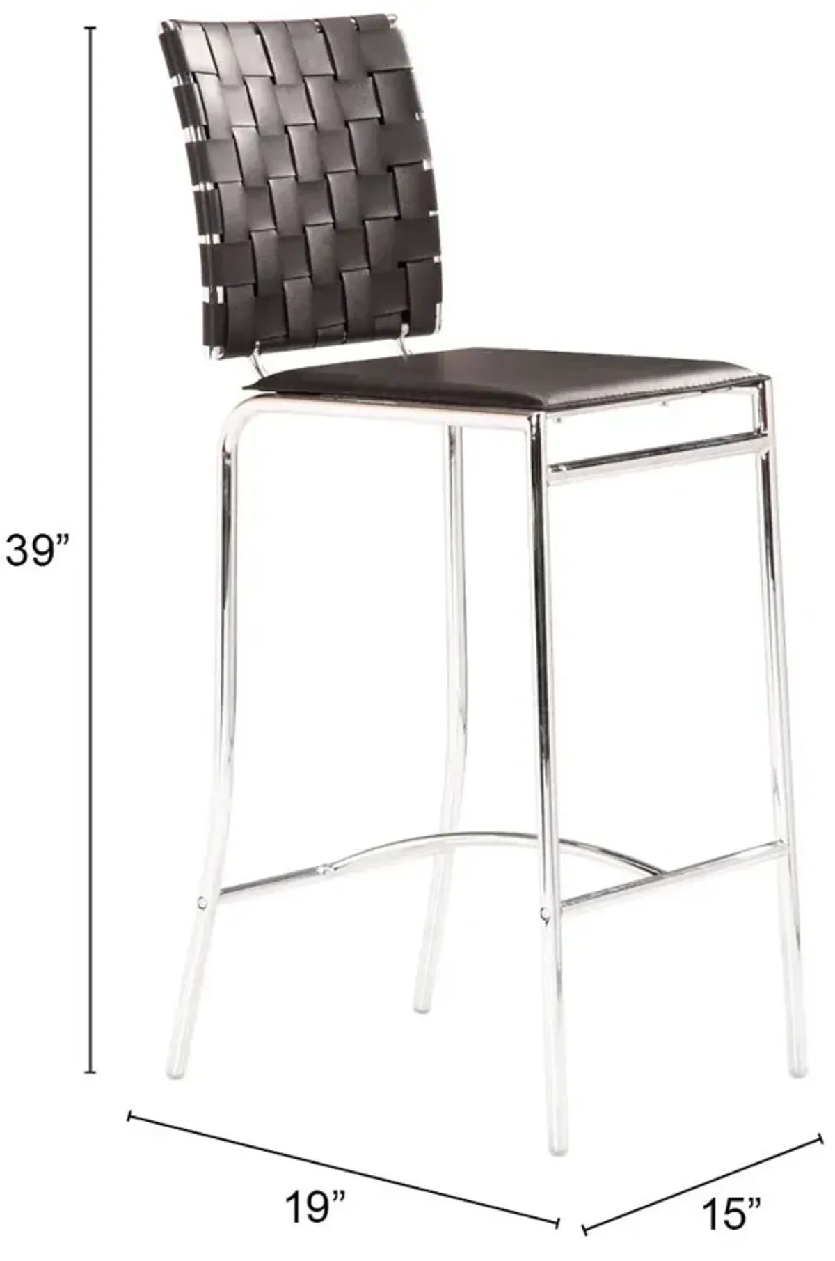 Criss Cross Counter Stool (set Of 2) Black