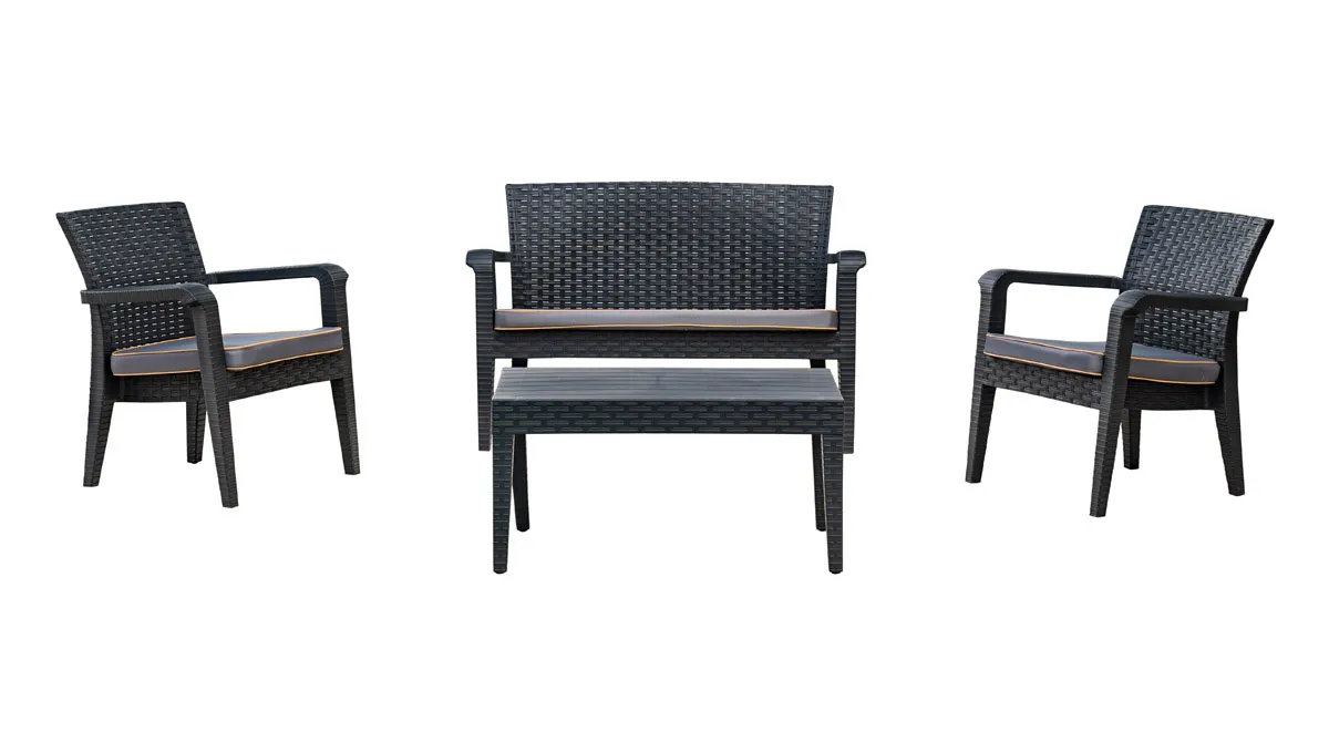 Alaska 4 Piece Seating Set with Cushions-Anthracite