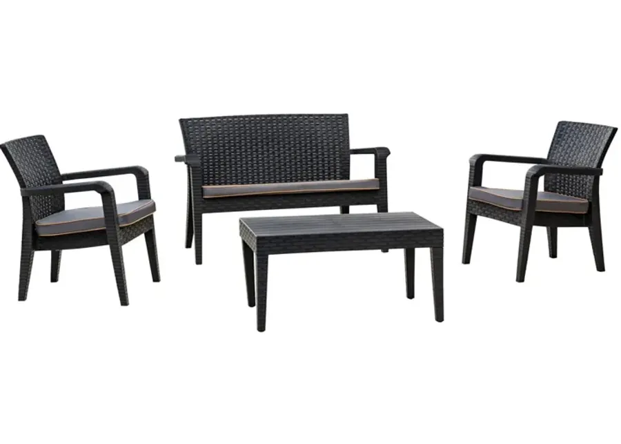 Alaska 4 Piece Seating Set with Cushions-Anthracite