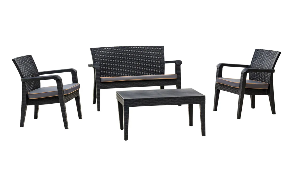 Alaska 4 Piece Seating Set with Cushions-Anthracite