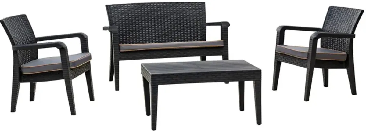 Alaska 4 Piece Seating Set with Cushions-Anthracite