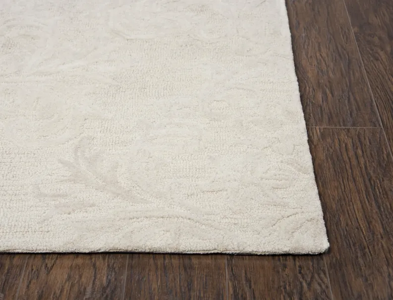 Fifth Avenue Beige Damask Wool 5' x 8' Rectangle Rug