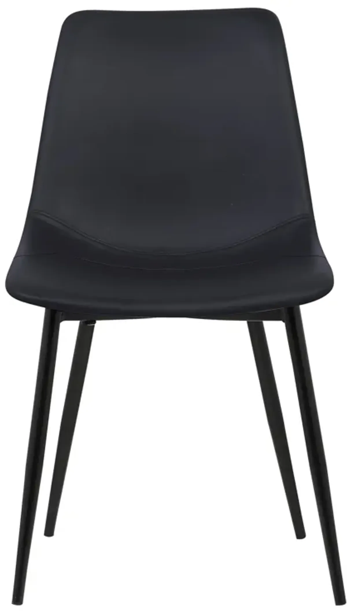 Monte Contemporary Dining Chair in Black Faux Leather with Black Powder Coated Metal Legs