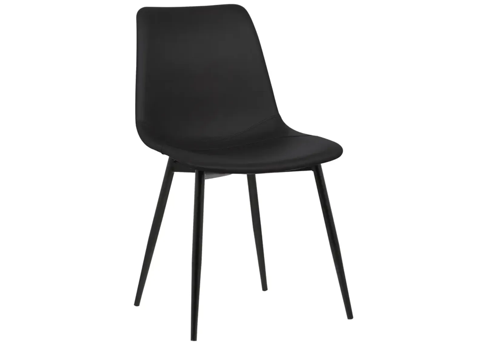 Monte Contemporary Dining Chair in Black Faux Leather with Black Powder Coated Metal Legs