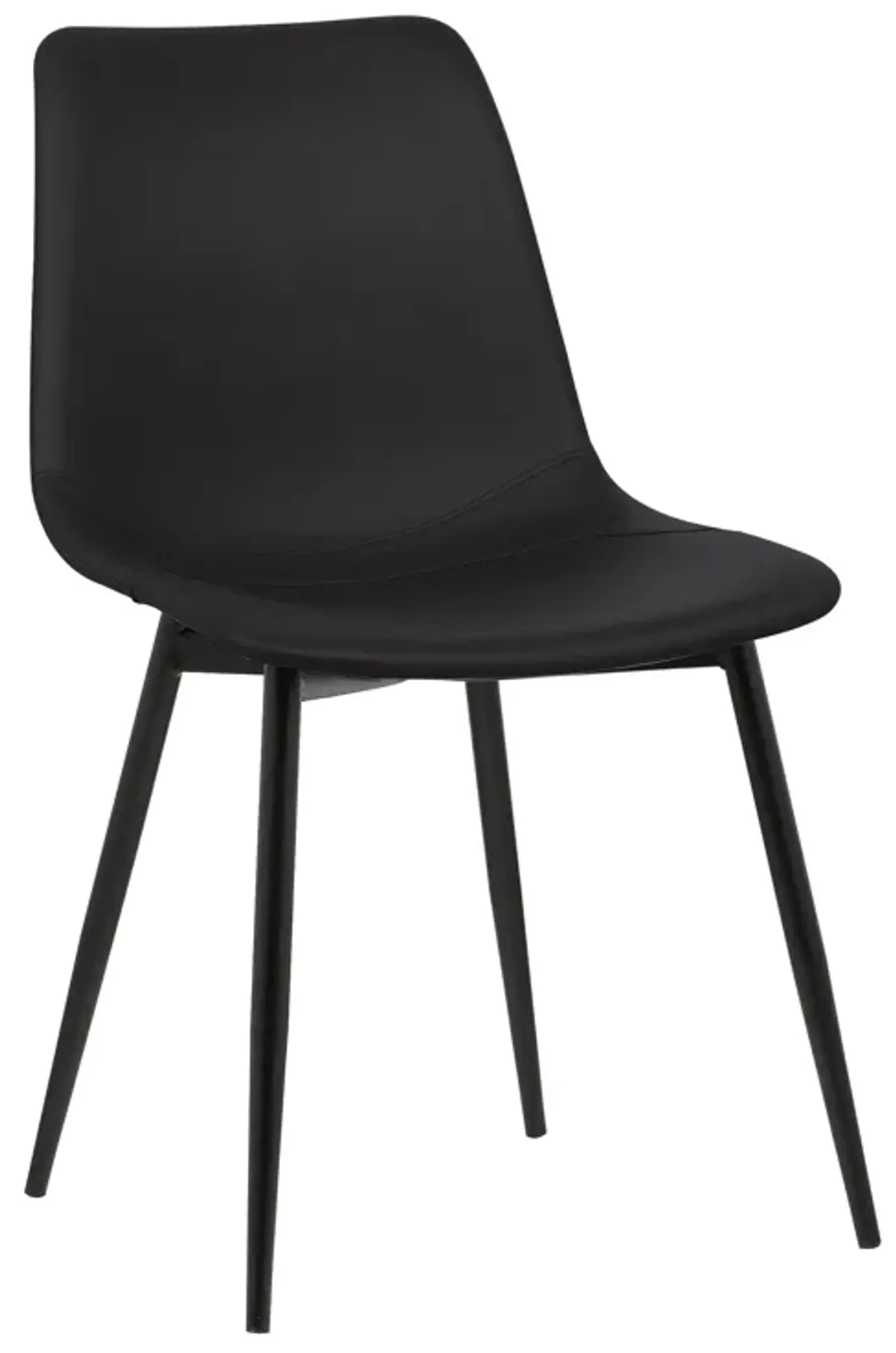 Monte Contemporary Dining Chair in Black Faux Leather with Black Powder Coated Metal Legs