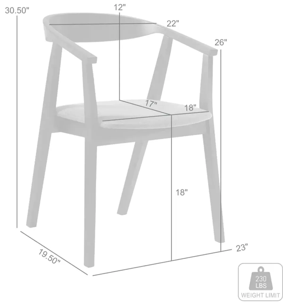 Santana Wood Dining Chair in Black Finish with Charcoal Fabric - Set of 2