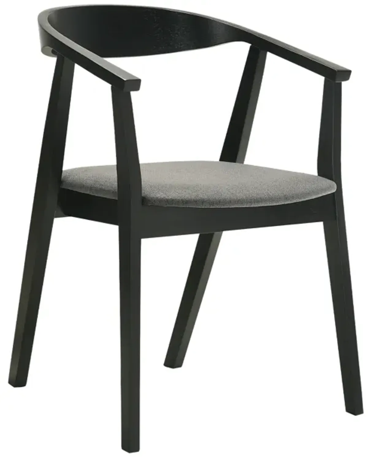 Santana Wood Dining Chair in Black Finish with Charcoal Fabric - Set of 2