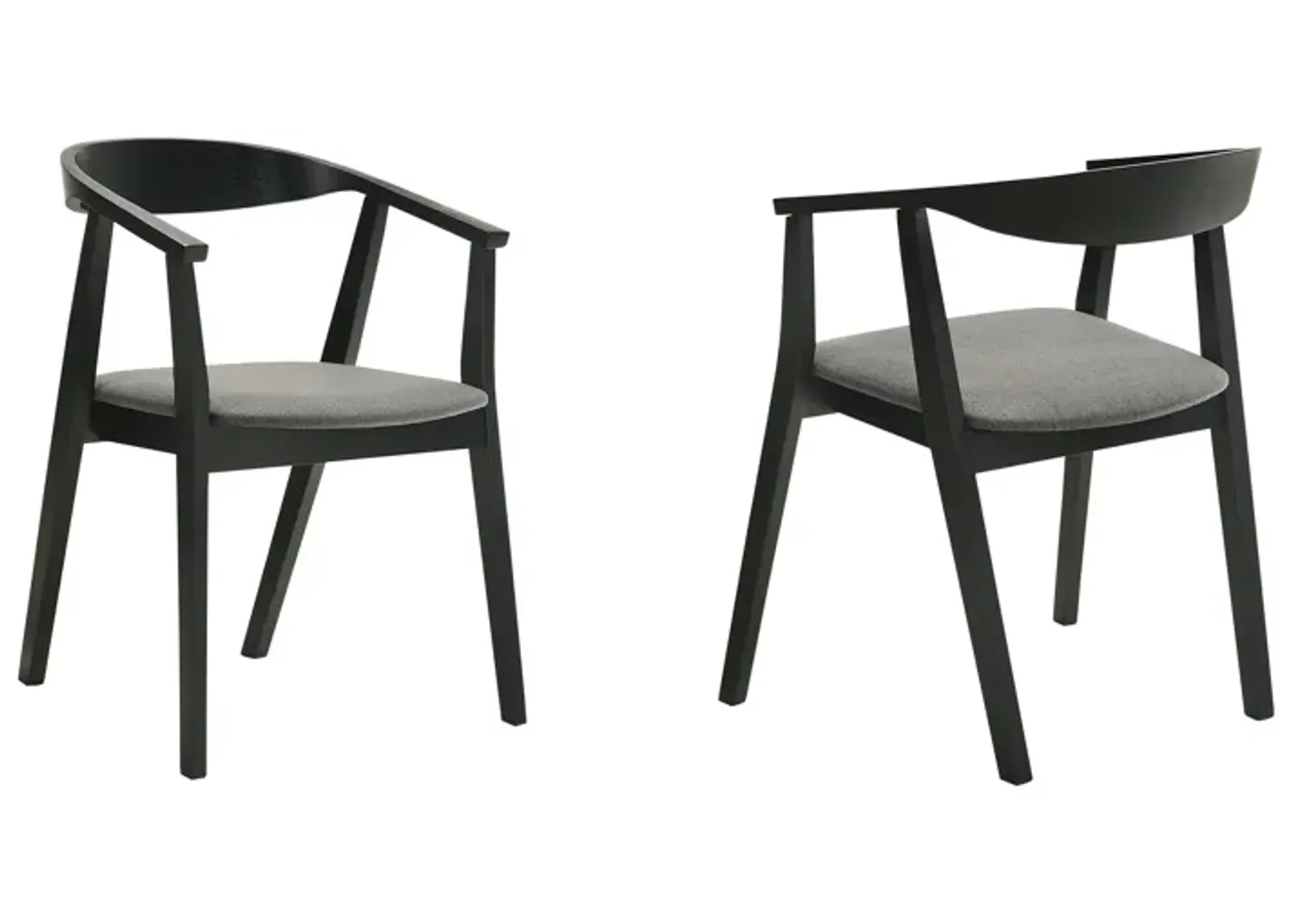 Santana Wood Dining Chair in Black Finish with Charcoal Fabric - Set of 2