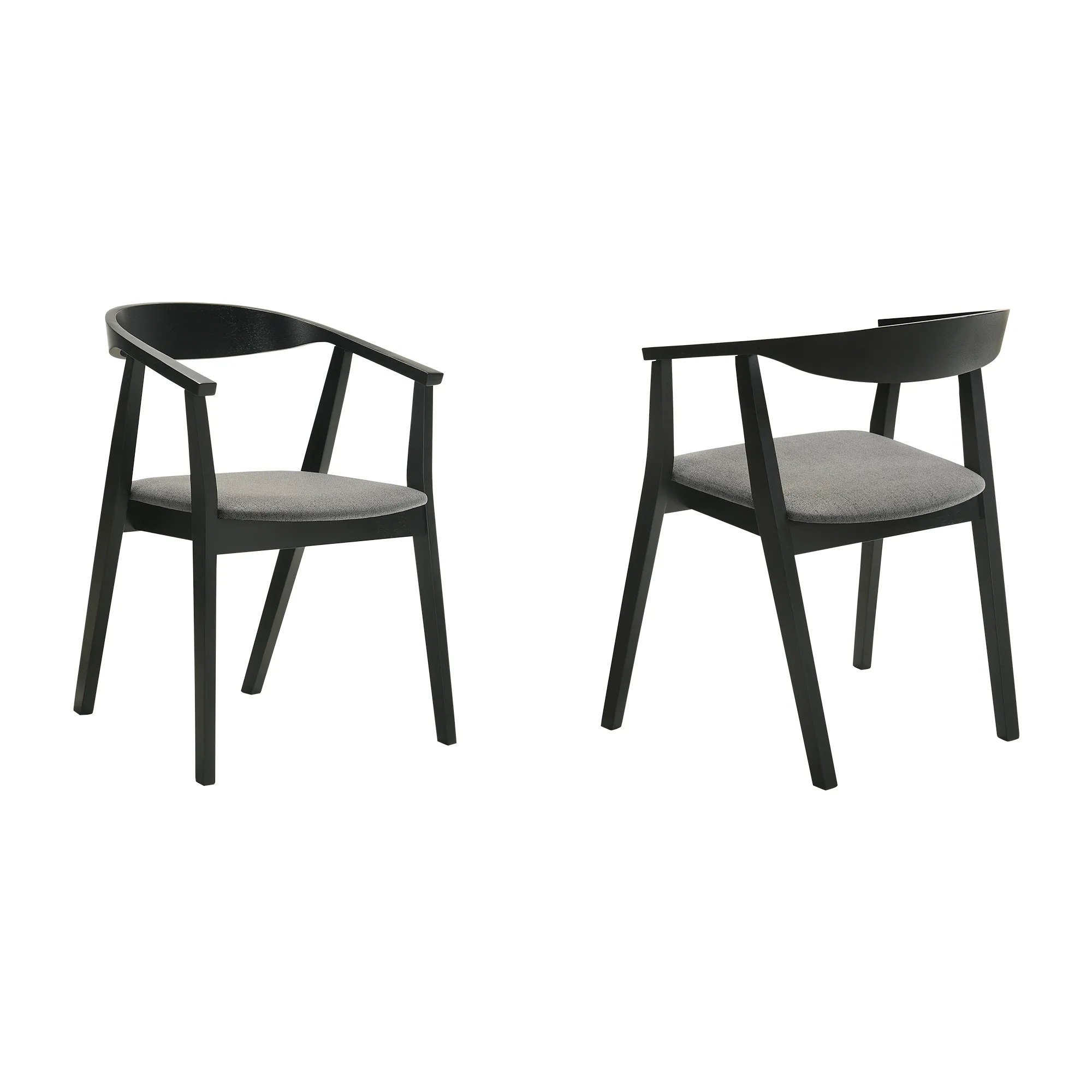 Santana Wood Dining Chair in Black Finish with Charcoal Fabric - Set of 2