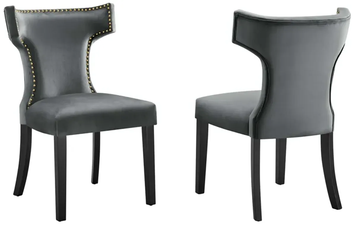 Curve Performance Velvet Dining Chairs - Set of 2