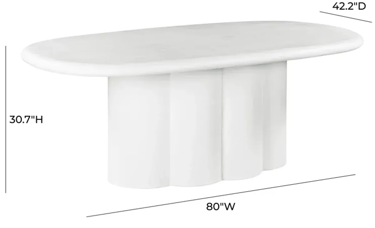 Elika White Faux Plaster Oval Dining Table