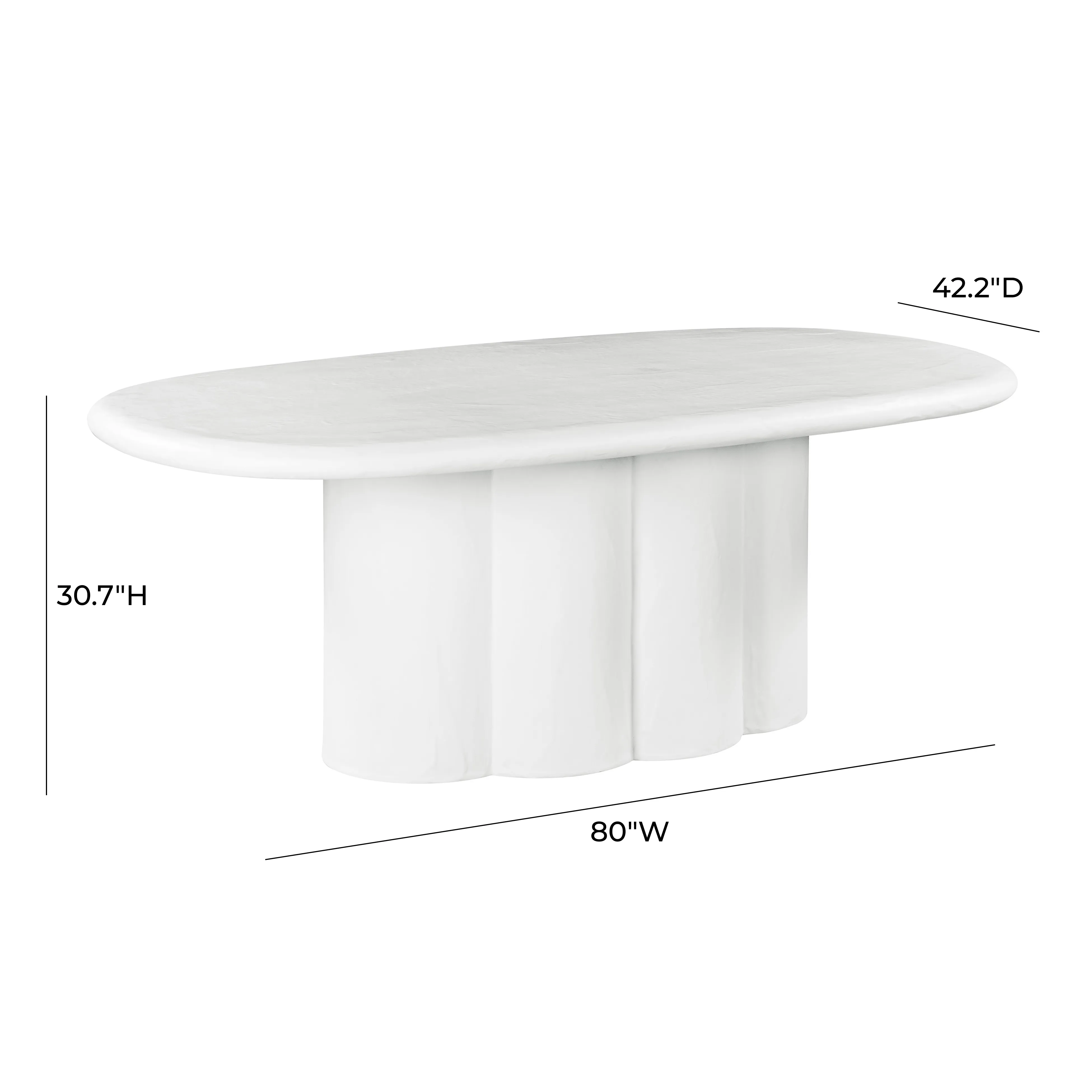 Elika White Faux Plaster Oval Dining Table