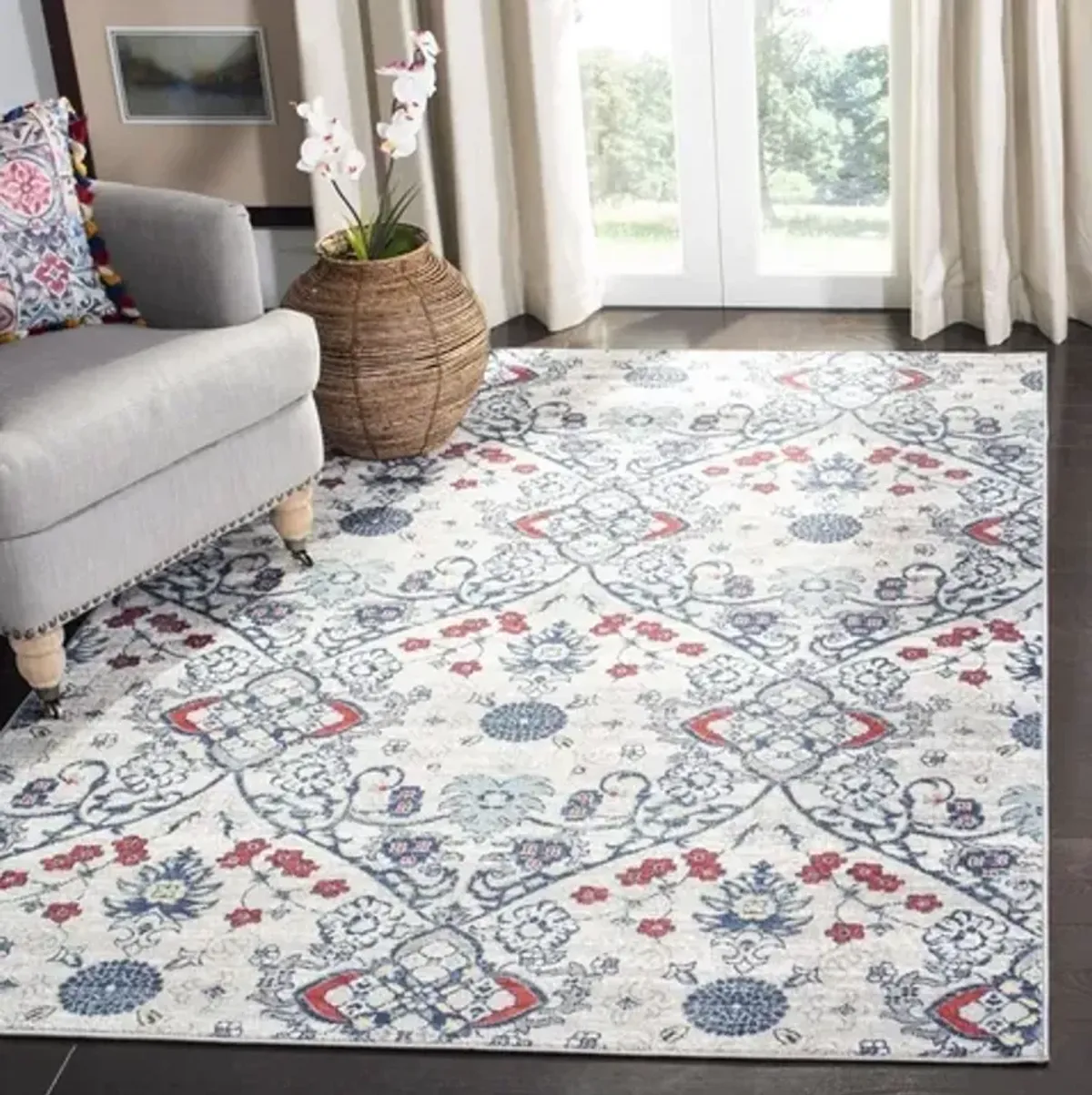 Brentwood 894 Navy / Grey 2' X 10' Runner Powerloomed Rug