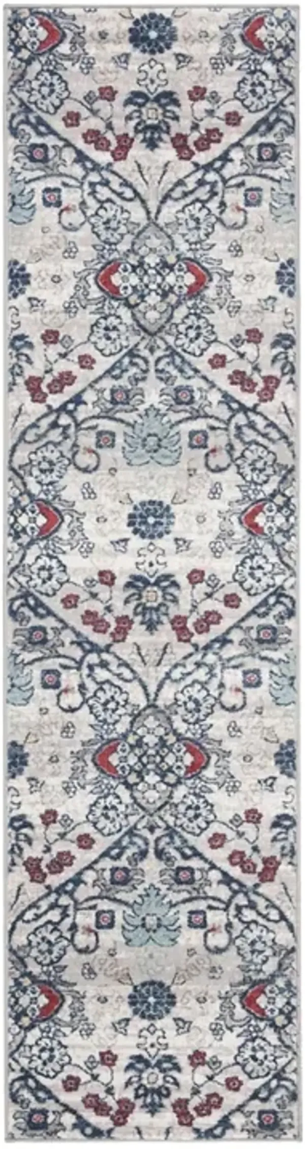 Brentwood 894 Navy / Grey 2' X 10' Runner Powerloomed Rug