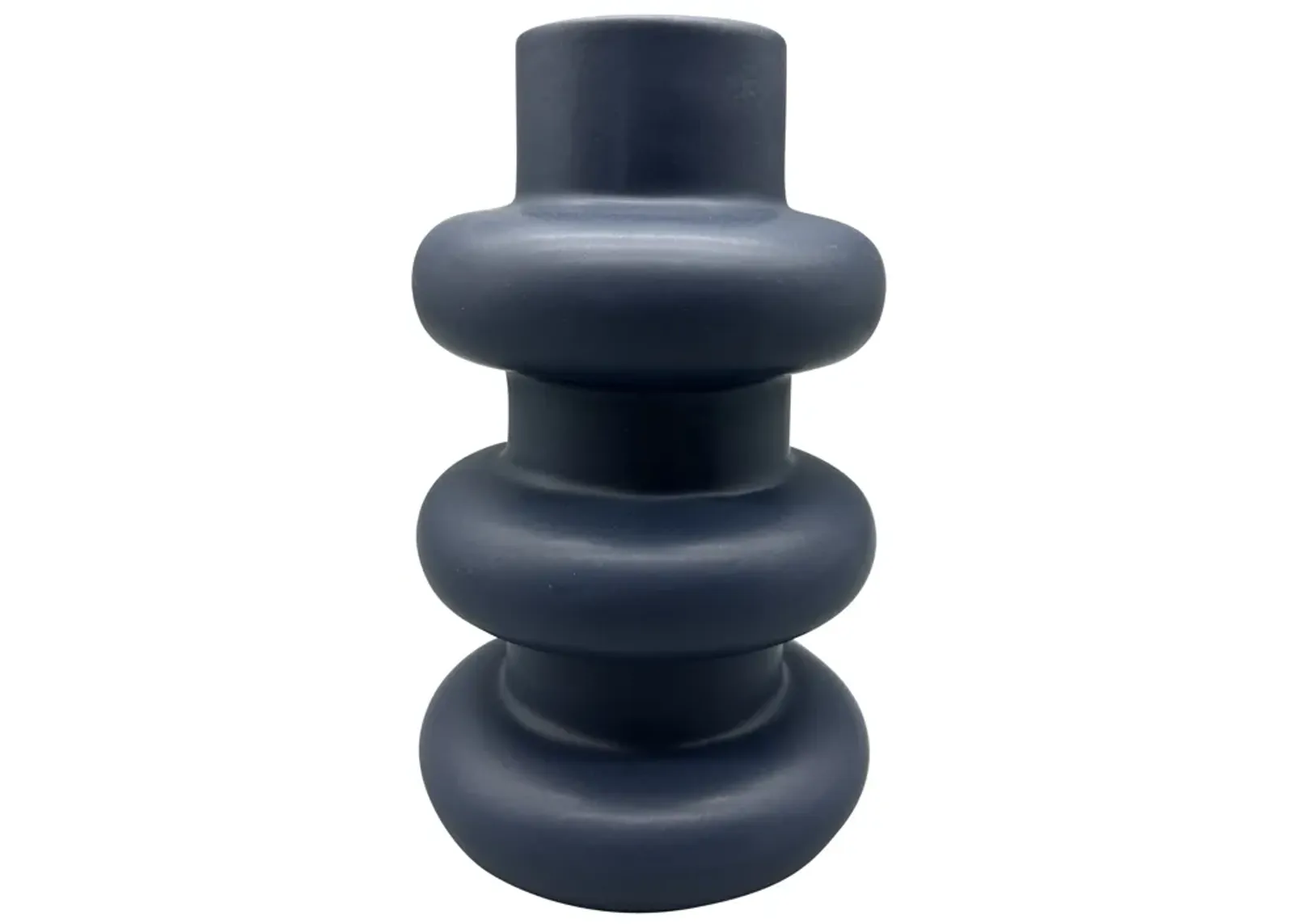 Cer, 8" Three Ribbed Vase, Navy