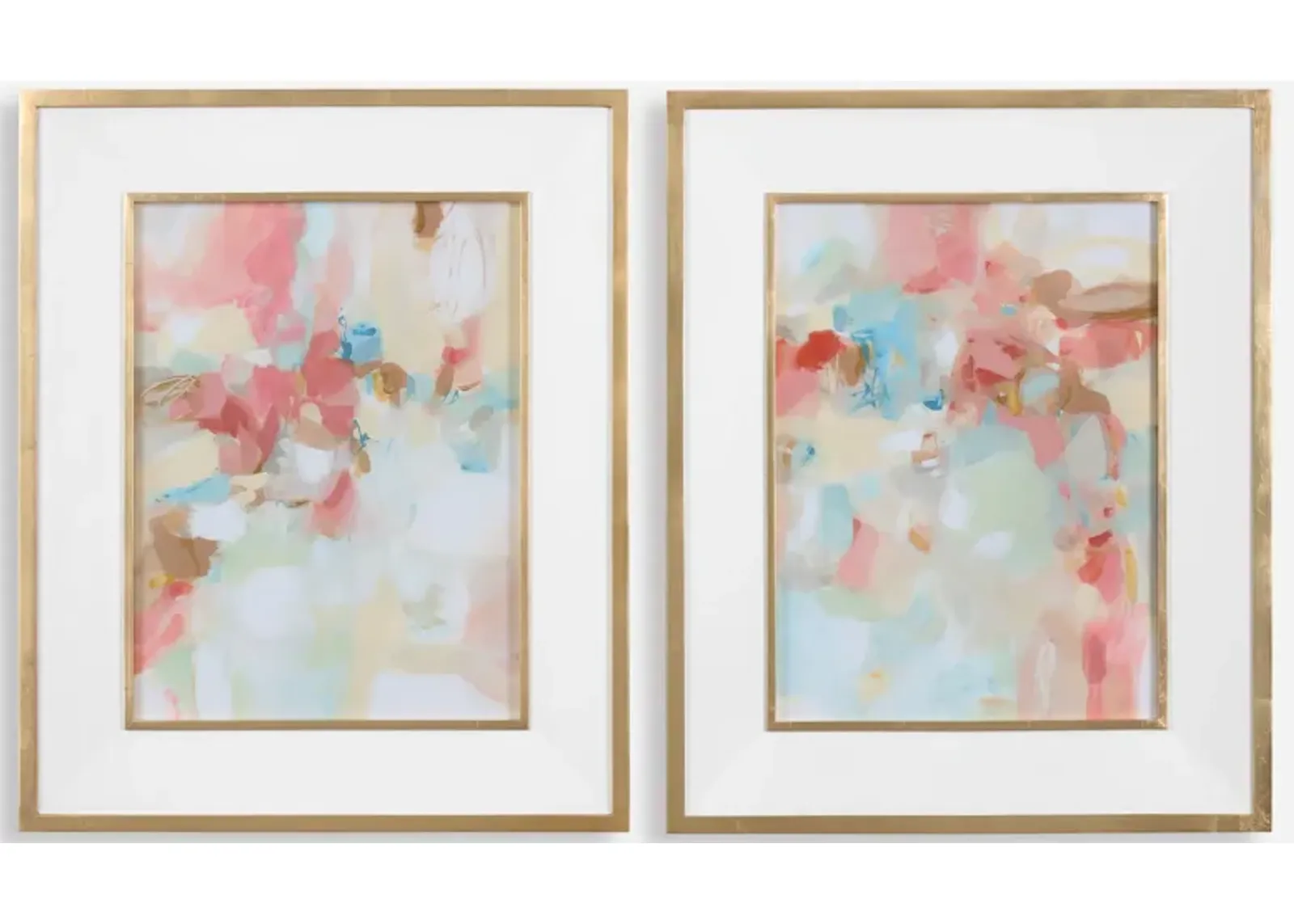 A Touch Of Blush And Rosewood Fences Art, S/2