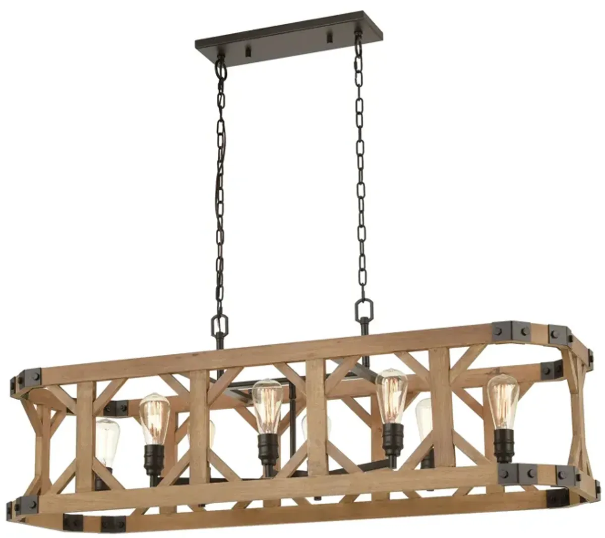 Structure 48" Wide 8-Light Linear Chandelier - Medium Oak