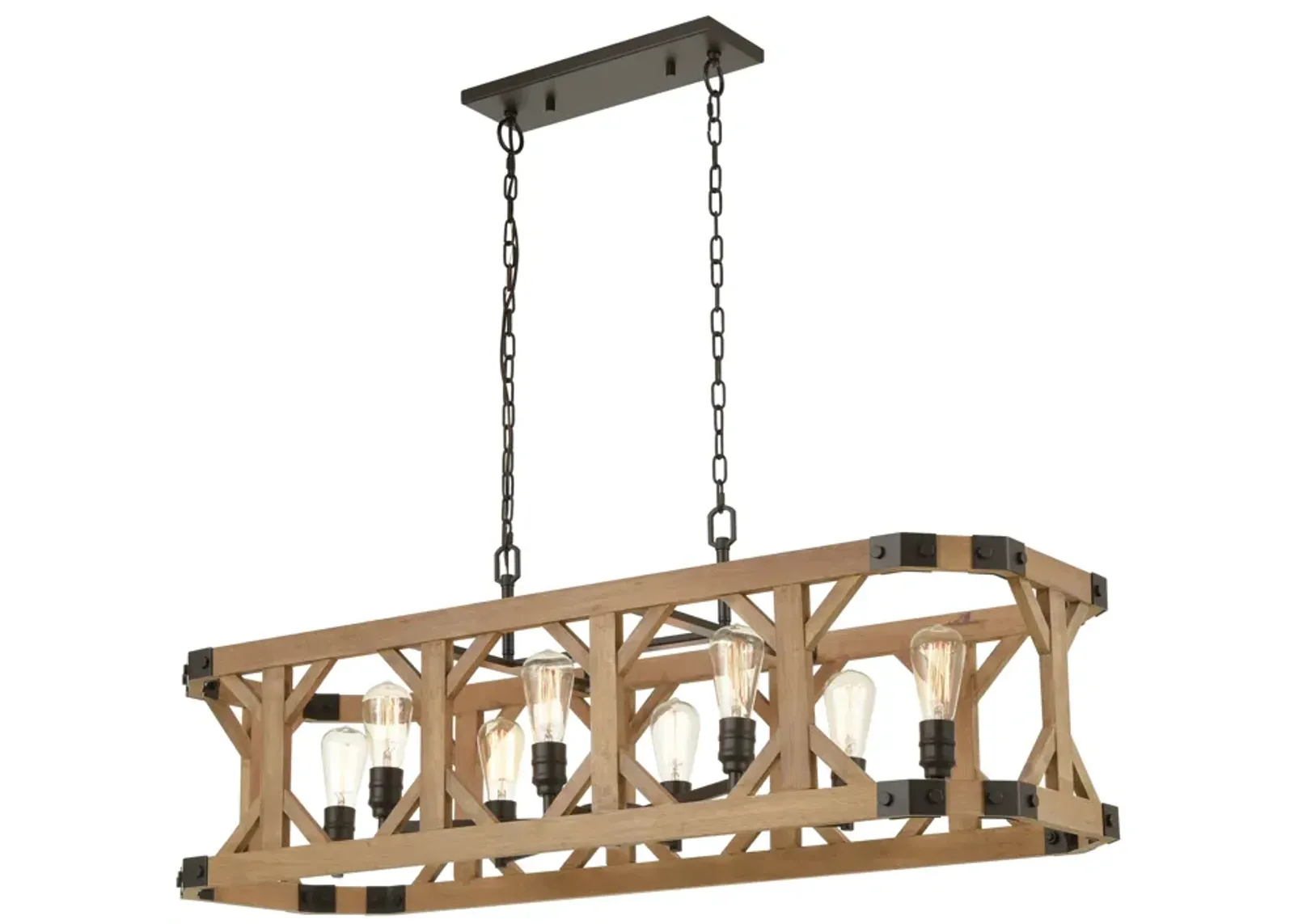 Structure 48" Wide 8-Light Linear Chandelier - Medium Oak