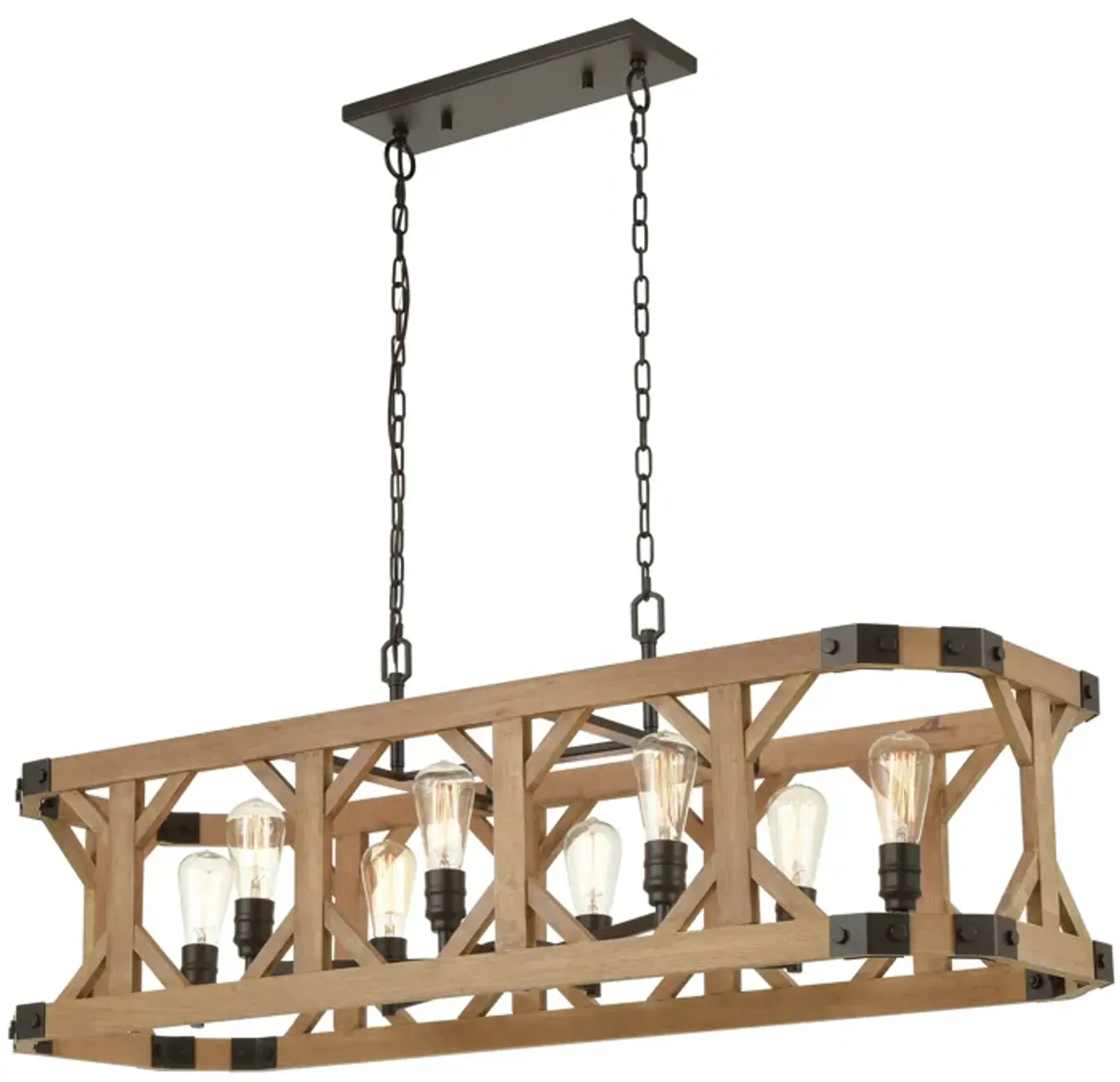 Structure 48" Wide 8-Light Linear Chandelier - Medium Oak