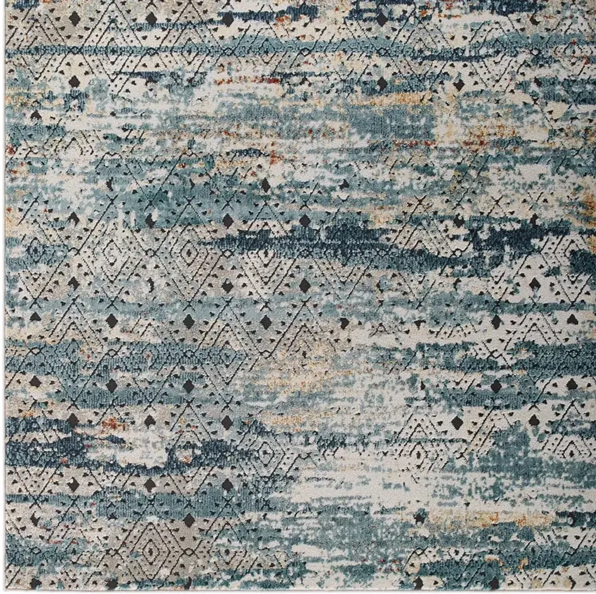 Tribute Eisley Rustic Distressed Transitional Diamond Lattice 5x8 Area Rug