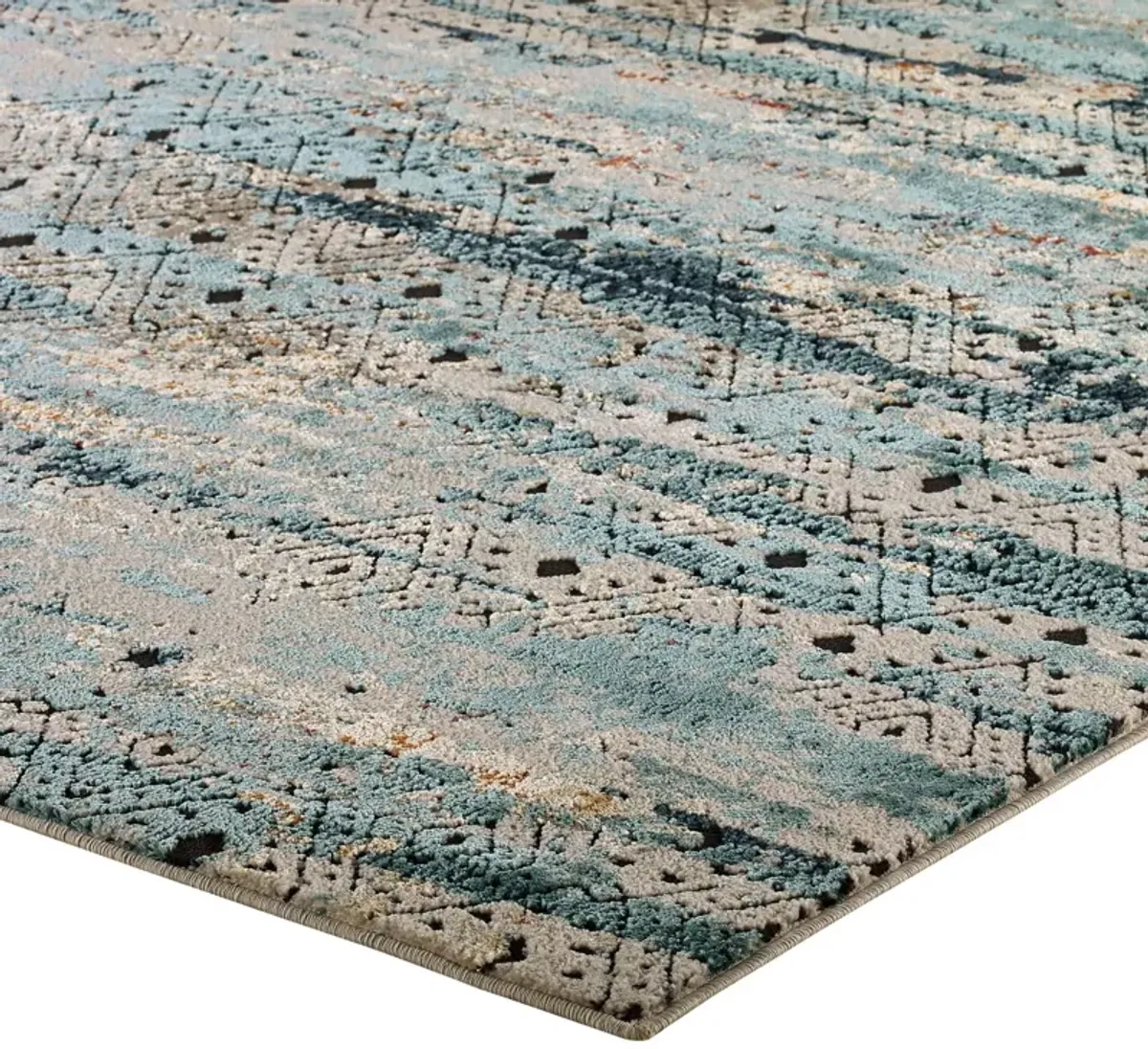 Tribute Eisley Rustic Distressed Transitional Diamond Lattice 5x8 Area Rug