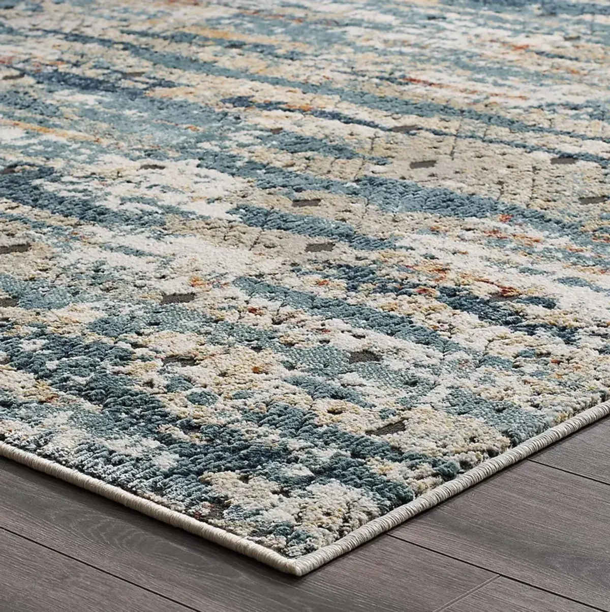 Tribute Eisley Rustic Distressed Transitional Diamond Lattice 5x8 Area Rug