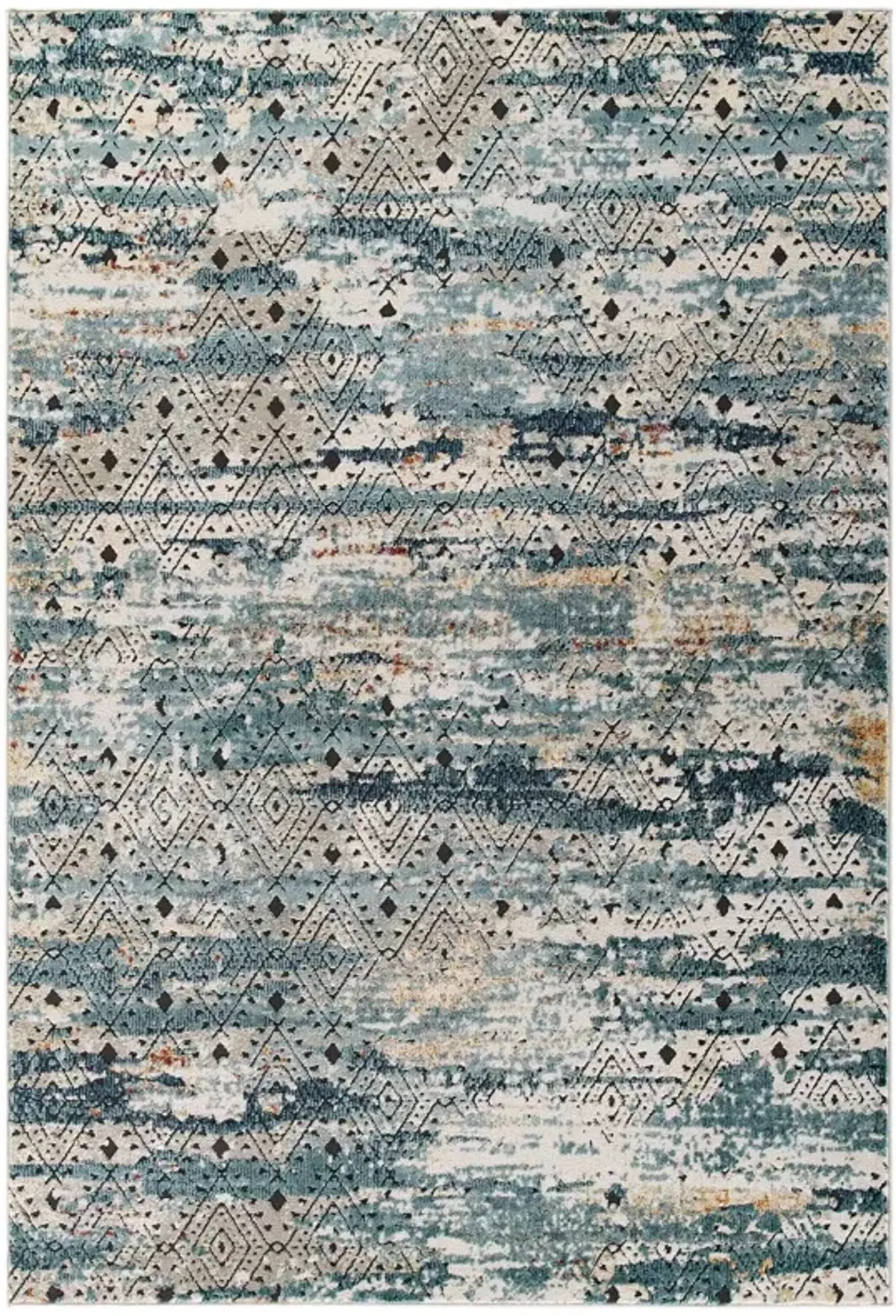 Tribute Eisley Rustic Distressed Transitional Diamond Lattice 5x8 Area Rug