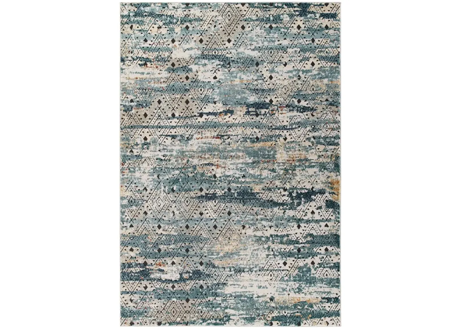 Tribute Eisley Rustic Distressed Transitional Diamond Lattice 5x8 Area Rug